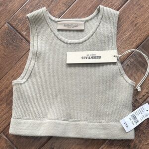 Essentials Light Tan Ribbed Sleeveless Top